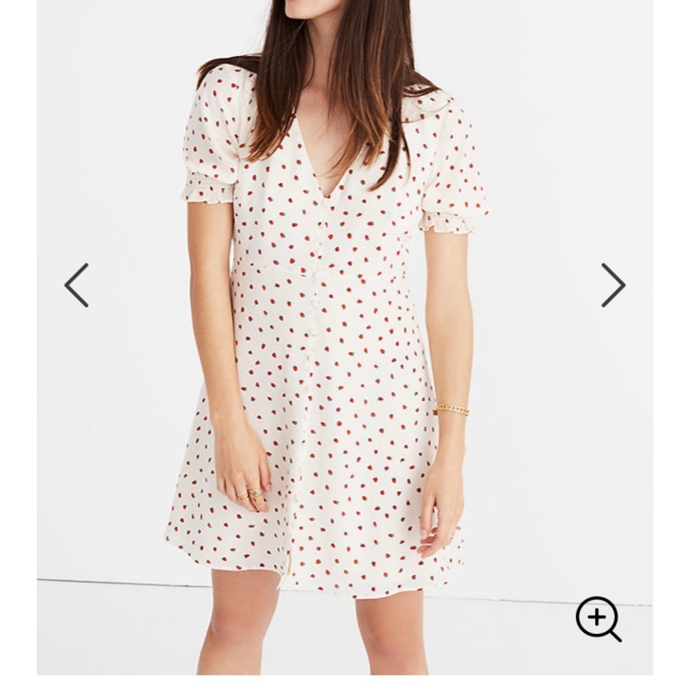 Madewell Silk Clover Button-Front Strawberry dress
